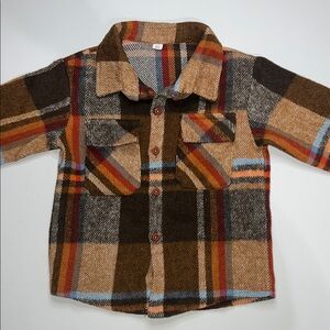 Kids Plaid Jacket - Brown, Orange, Blue